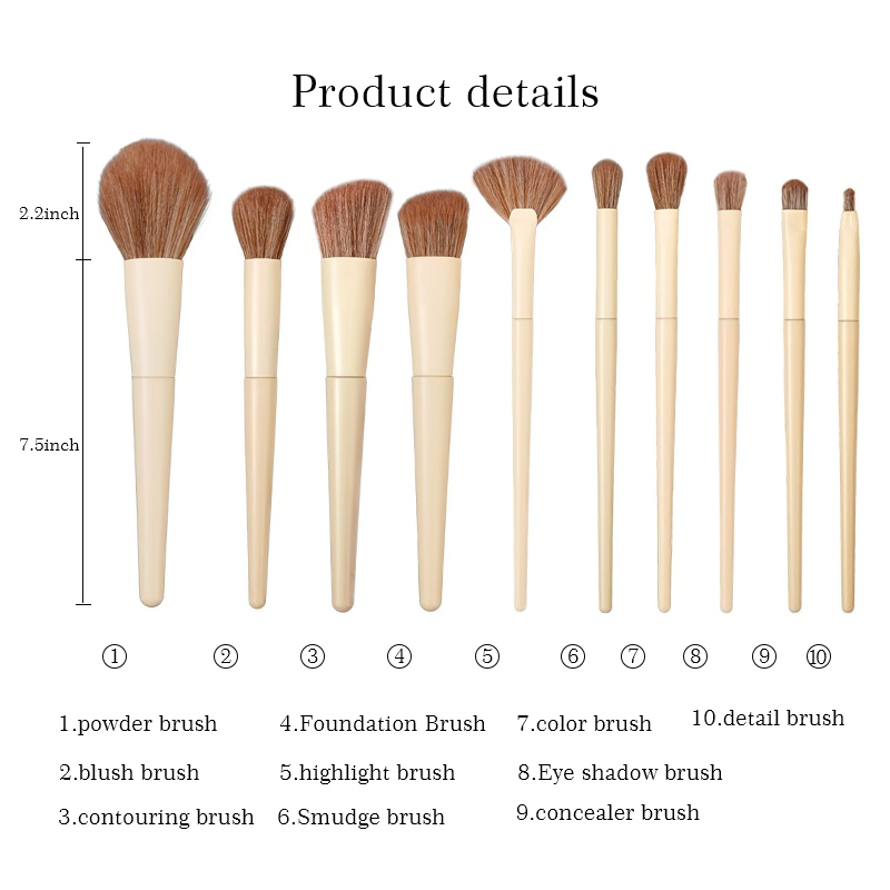 Lvory white minimalist style makeup artist set brush