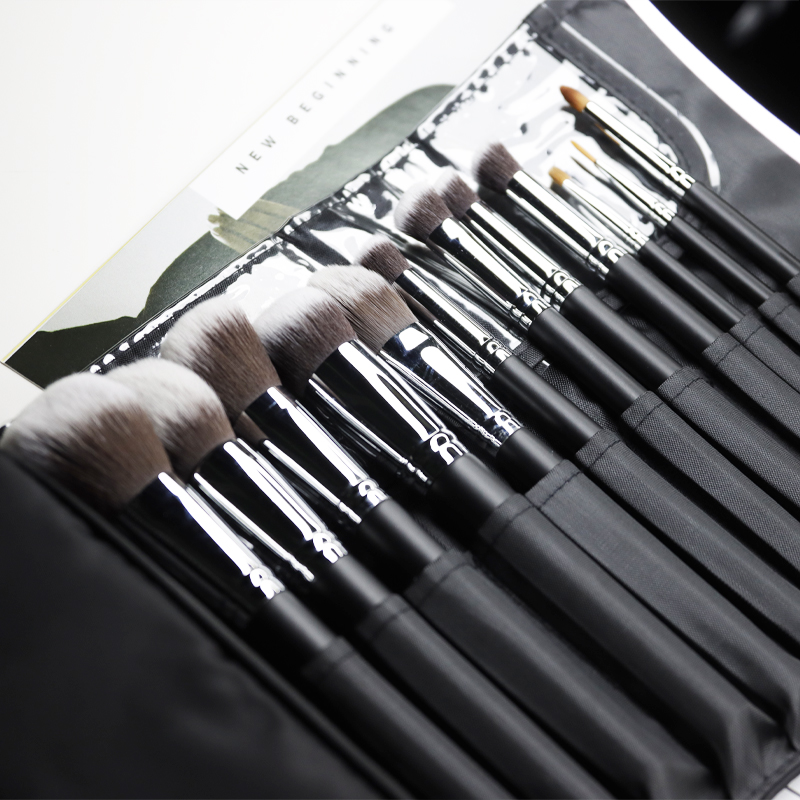 Black makeup bags for 10 pcs professional makeup brush set for personal use