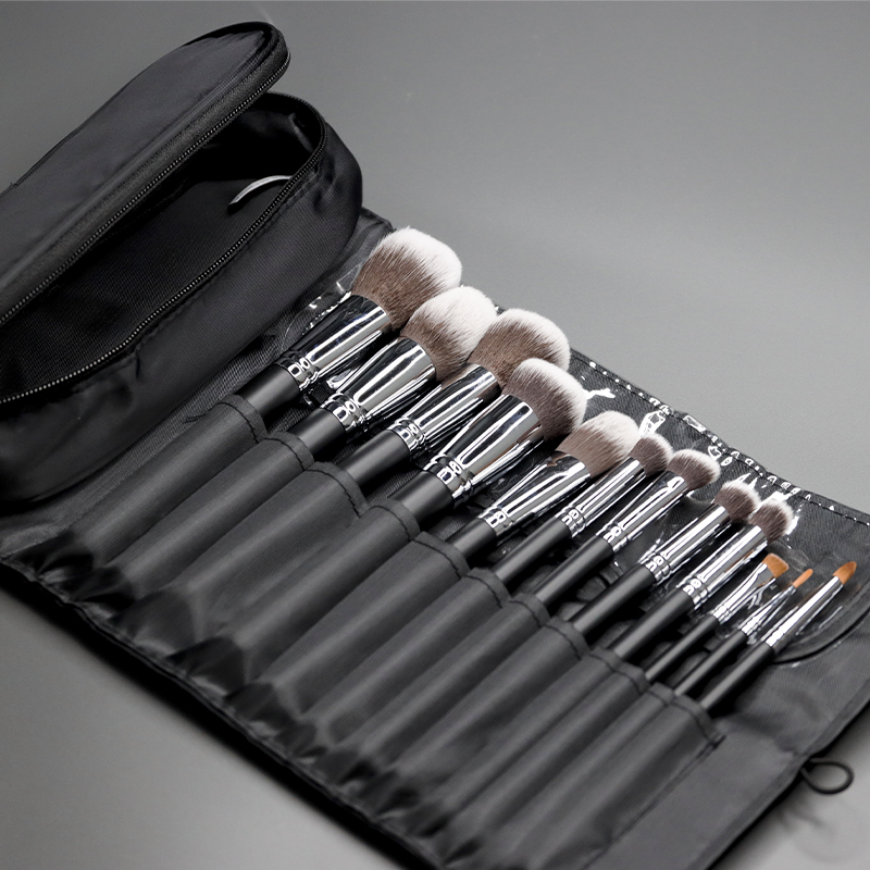 Black makeup bags for 10 pcs professional makeup brush set for personal use
