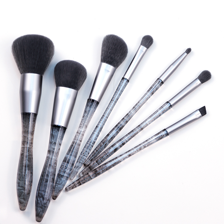 Injection-molded plastic handle in ink-wash painting style makeup brush tool
