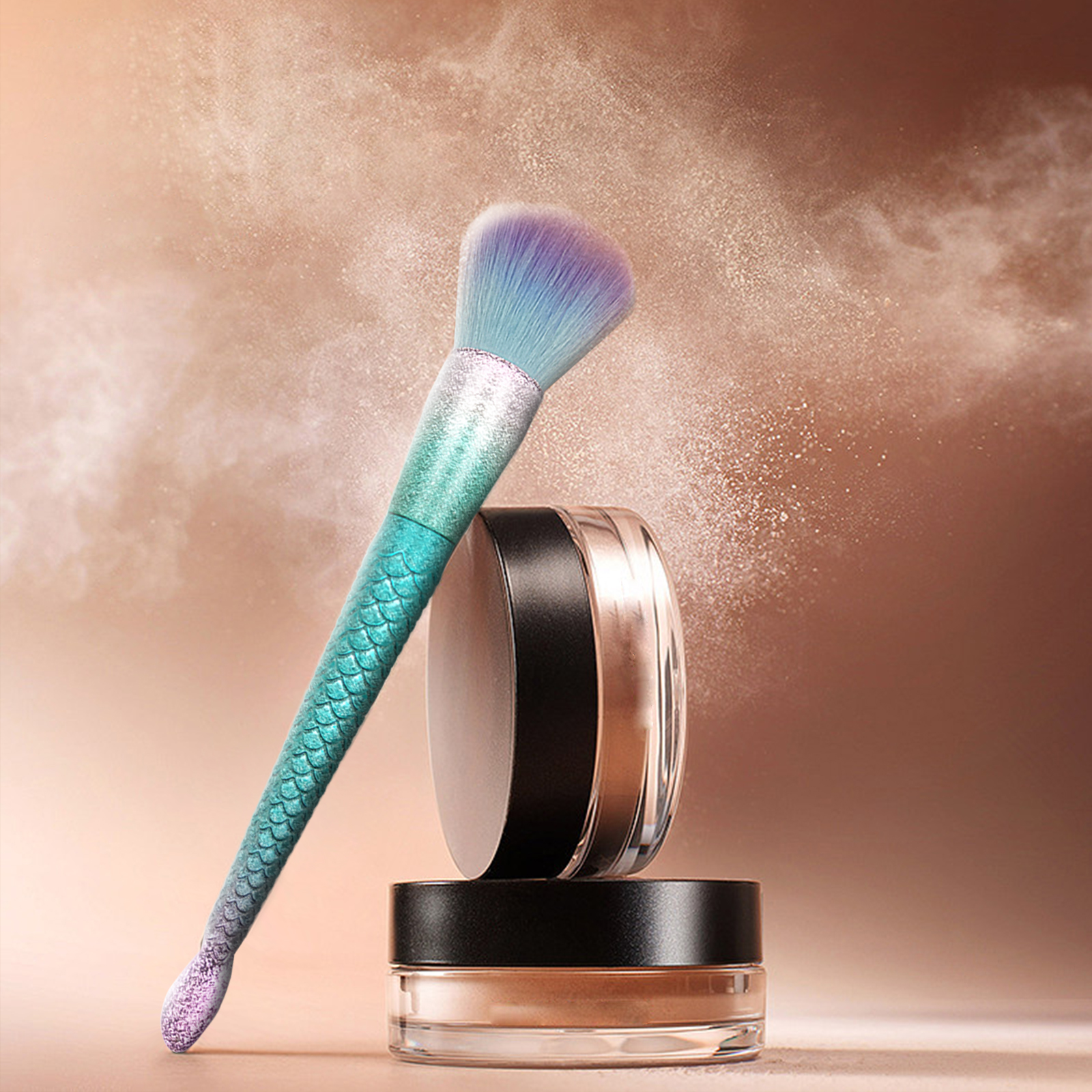 Mermaid shape of handle makeup brush set 5 pieces
