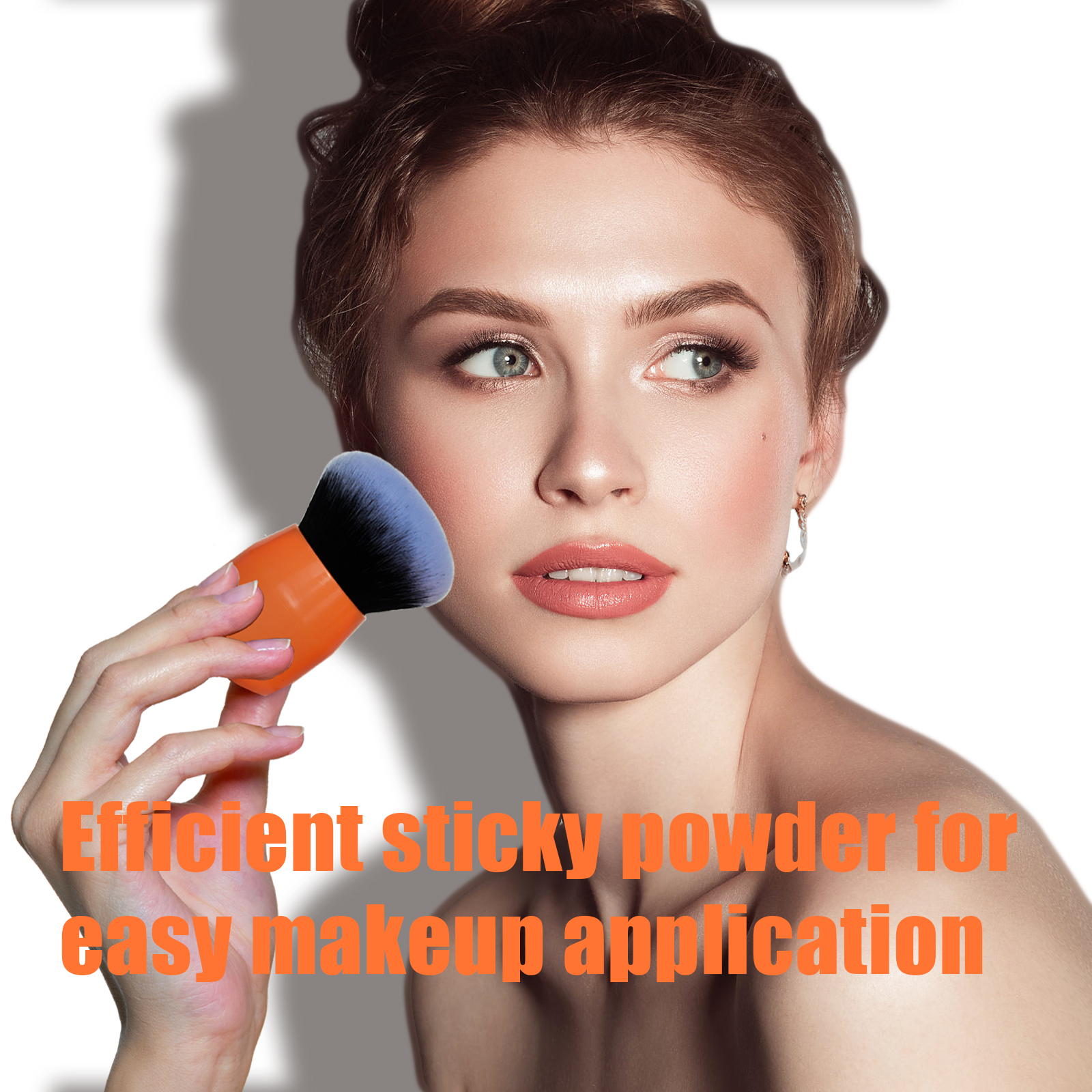 High-end orange kabuki gift box packaging of makeup brush for Face
