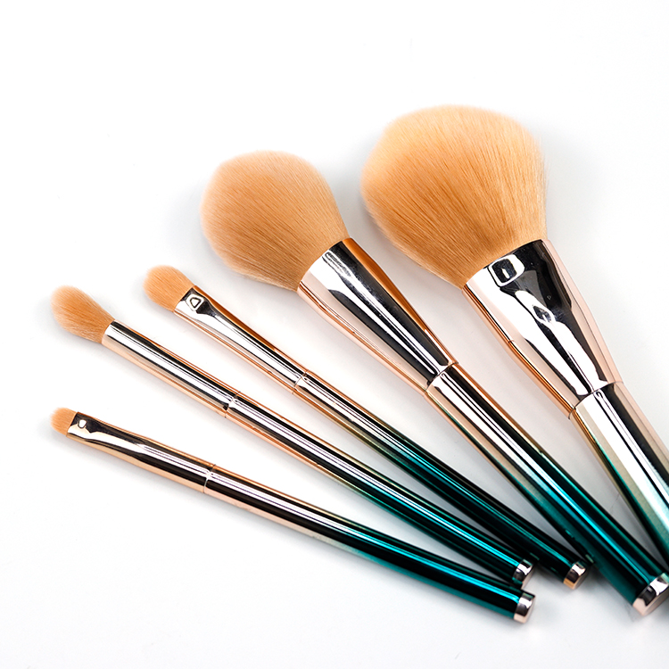 High-end quality travel brush set with gradient color aluminum tubes cosmetic accessories kits