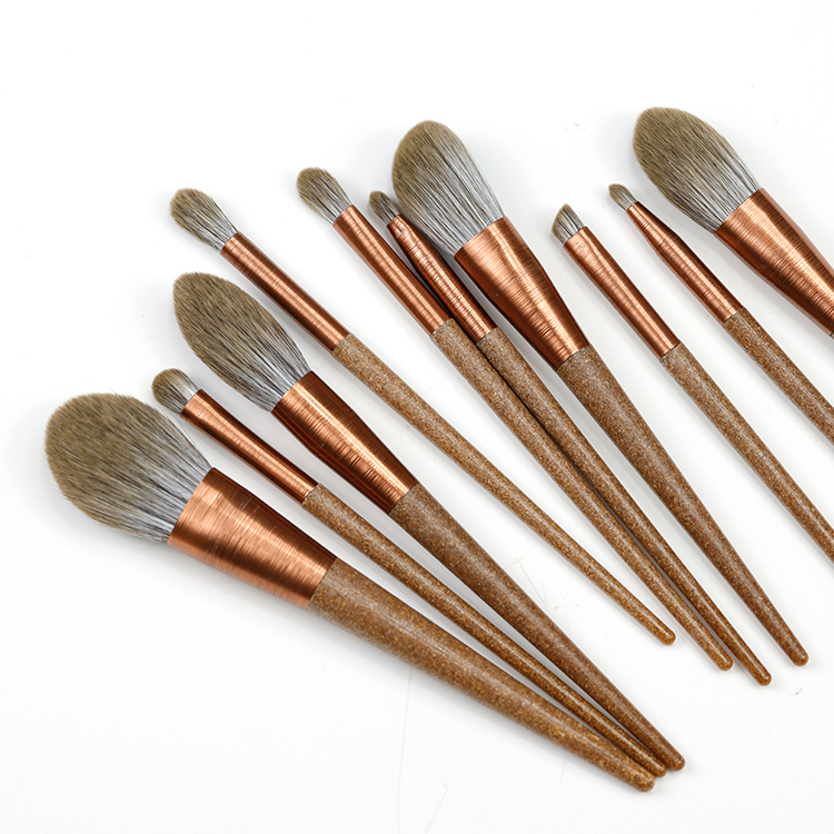 Eco-friendly-Compress coffee grounds handle for 10pcs professional makeup brush