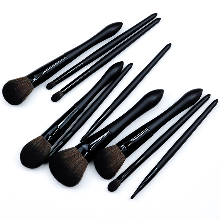 Matte premium black makeup brush set