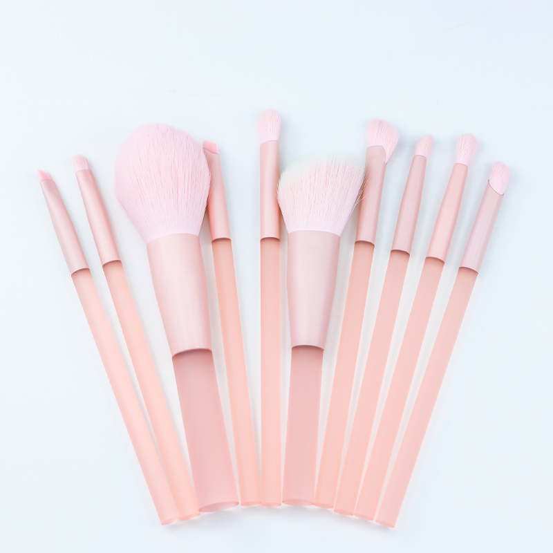 Frosted plastic handle multicolored makeup brush set