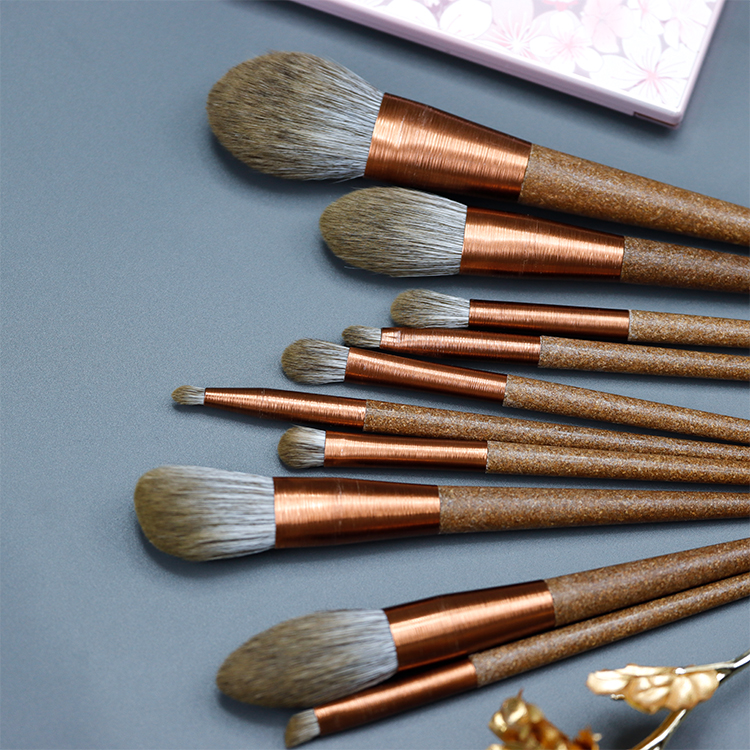 Eco-friendly-Compress coffee grounds handle for 10pcs professional makeup brush