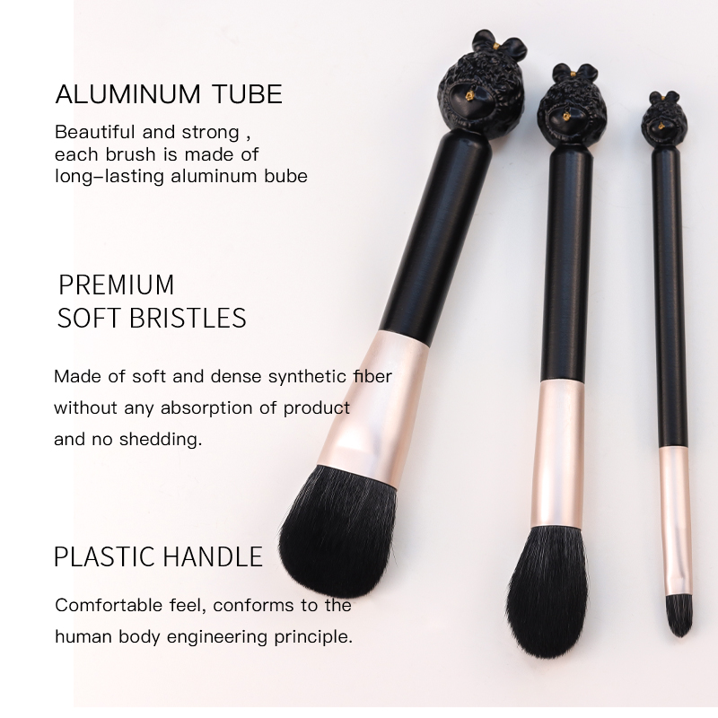 Design injection molded plastic handle of makeup brush set 6pcs