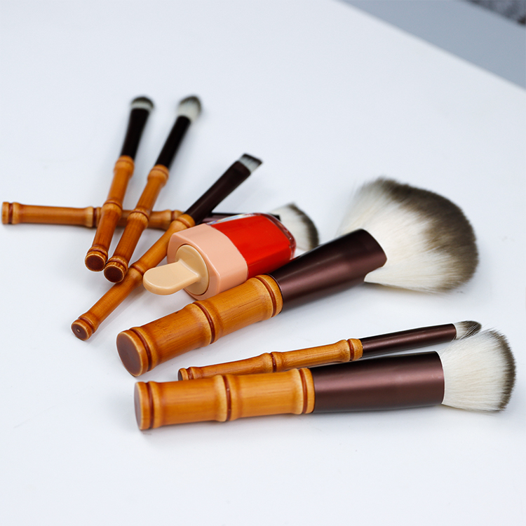Bamboo handle design with wooden handle material of 7pcs makeup brush set