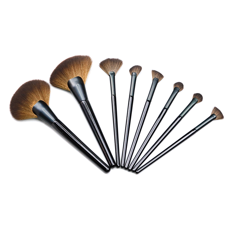 8-piece set brush with bright black wooden handle