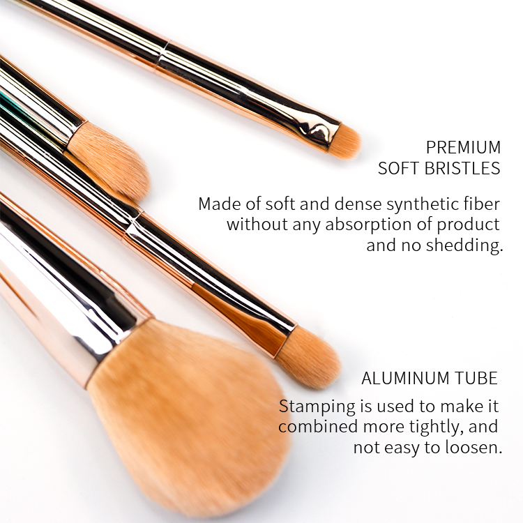 High-end quality travel brush set with gradient color aluminum tubes cosmetic accessories kits
