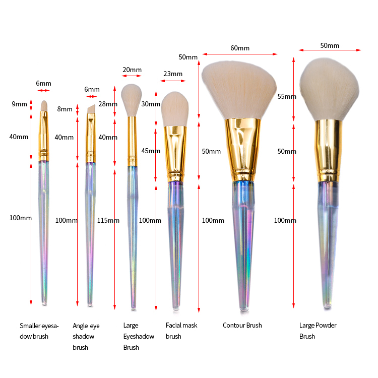 Colorful plastic handle with gift box packaging brush set