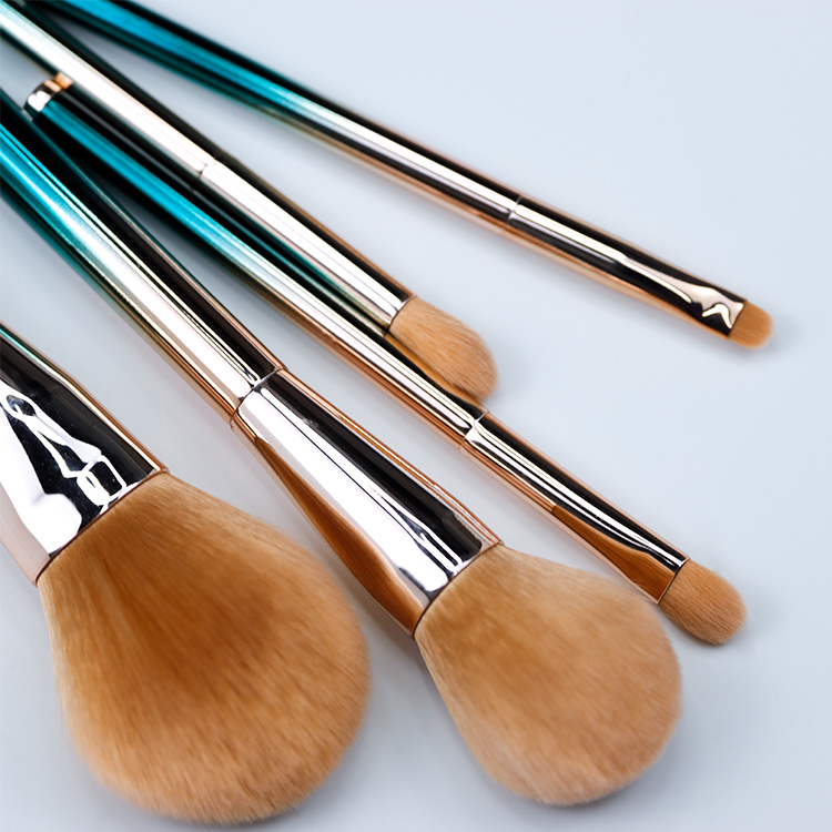 High-end quality travel brush set with gradient color aluminum tubes cosmetic accessories kits