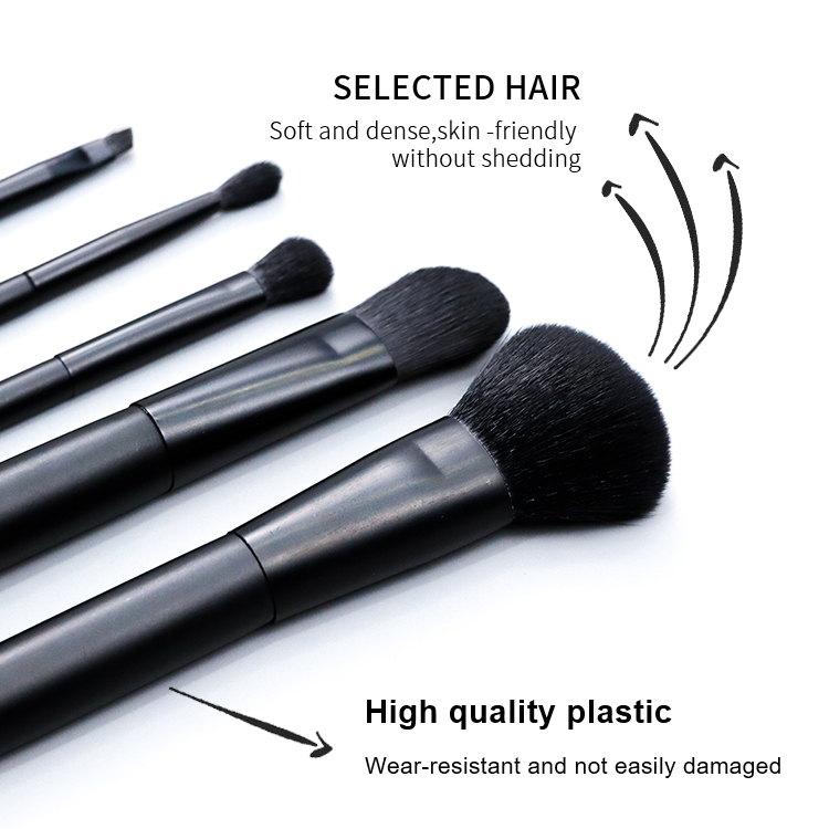 Matte black handle 5 pcs brush set