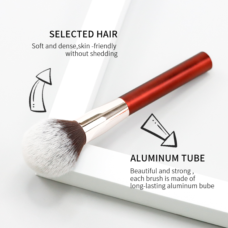 Shinny red color plastic handles for makeup brush sets 9pcs