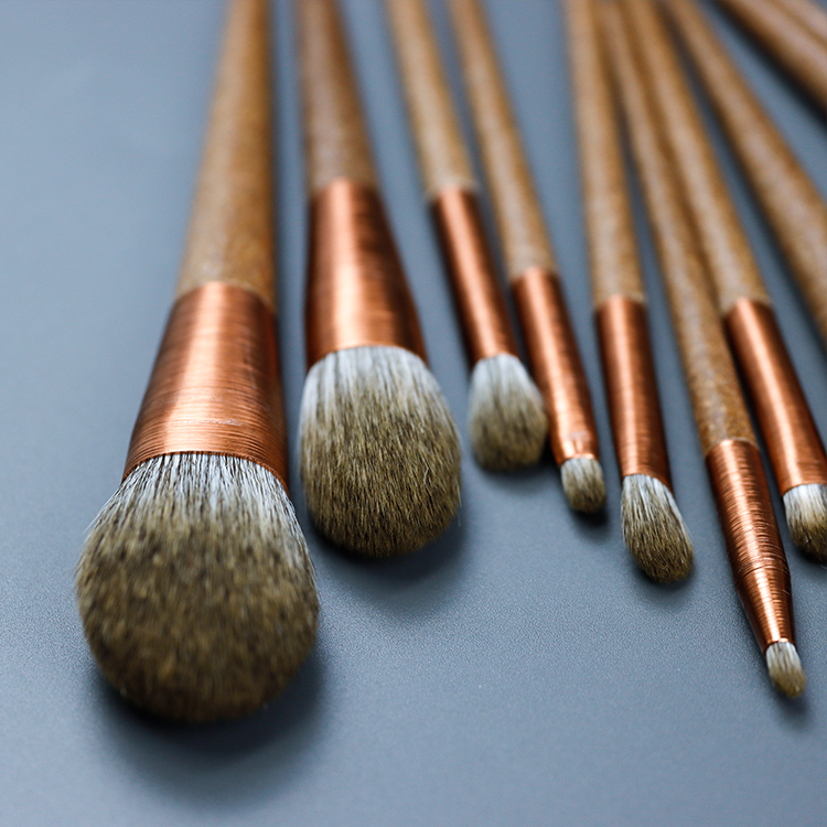 Eco-friendly-Compress coffee grounds handle for 10pcs professional makeup brush
