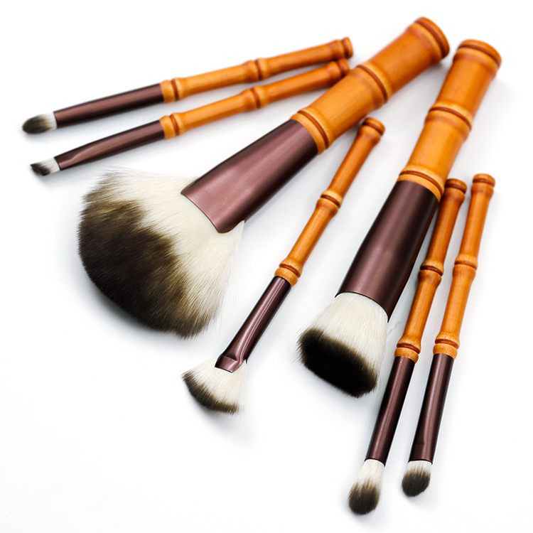 Bamboo handle design with wooden handle material of 7pcs makeup brush set