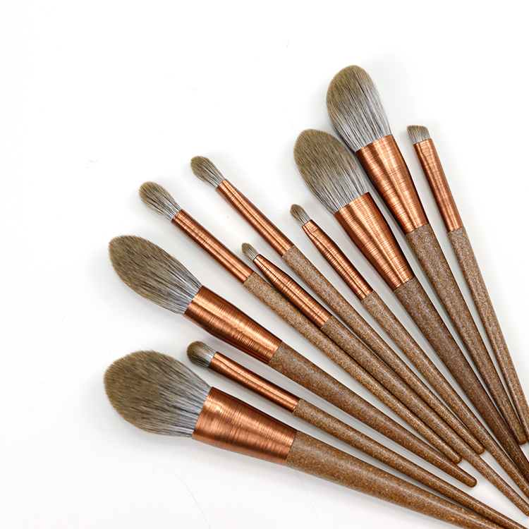 Eco-friendly-Compress coffee grounds handle for 10pcs professional makeup brush