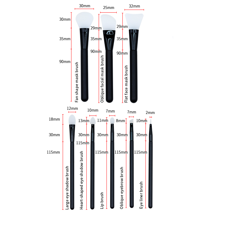 8 style head shape in one set of silicone brush series