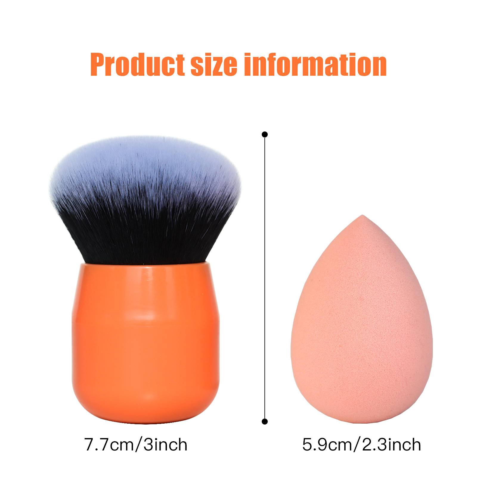 High-end orange kabuki gift box packaging of makeup brush for Face