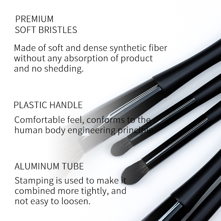 Matte premium black makeup brush set