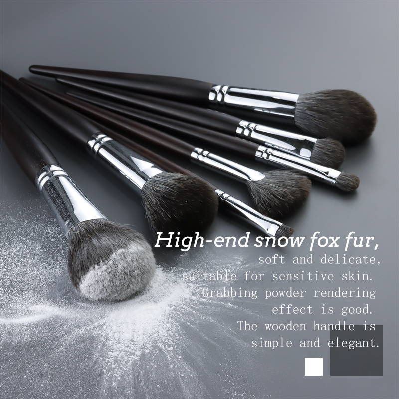  High-end wooden handle with copper tube 7pcs makeup brush set