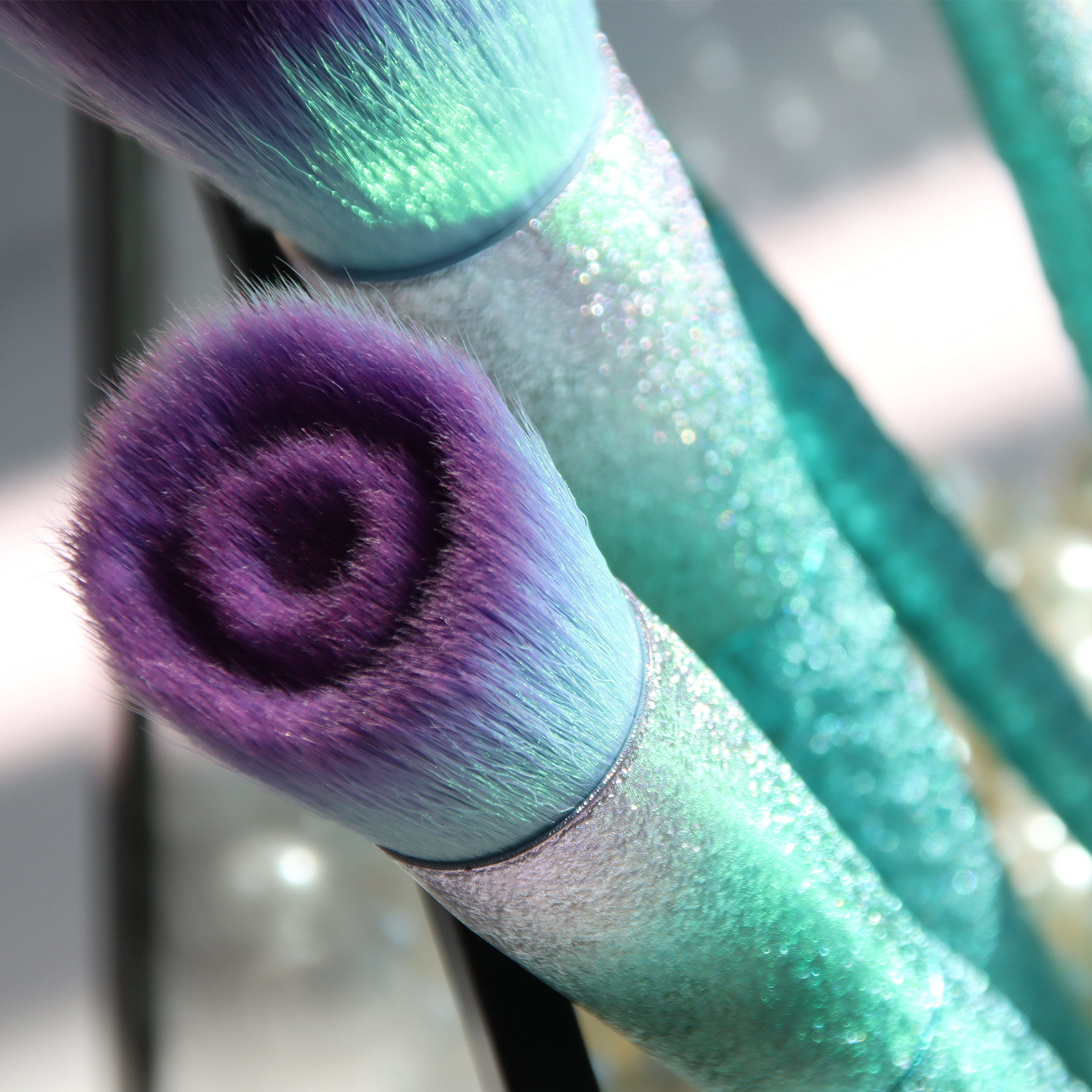 Mermaid shape of handle makeup brush set 5 pieces