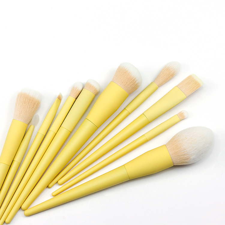 Summer new Lemon yellow wooden handle of 10pcs professional brush set