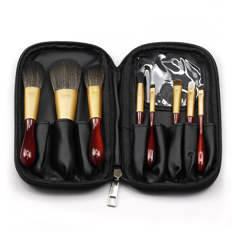 High-end wine-red noble lady travel brush set 8pcs
