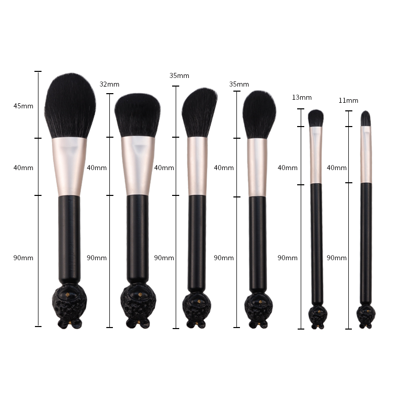 Design injection molded plastic handle of makeup brush set 6pcs