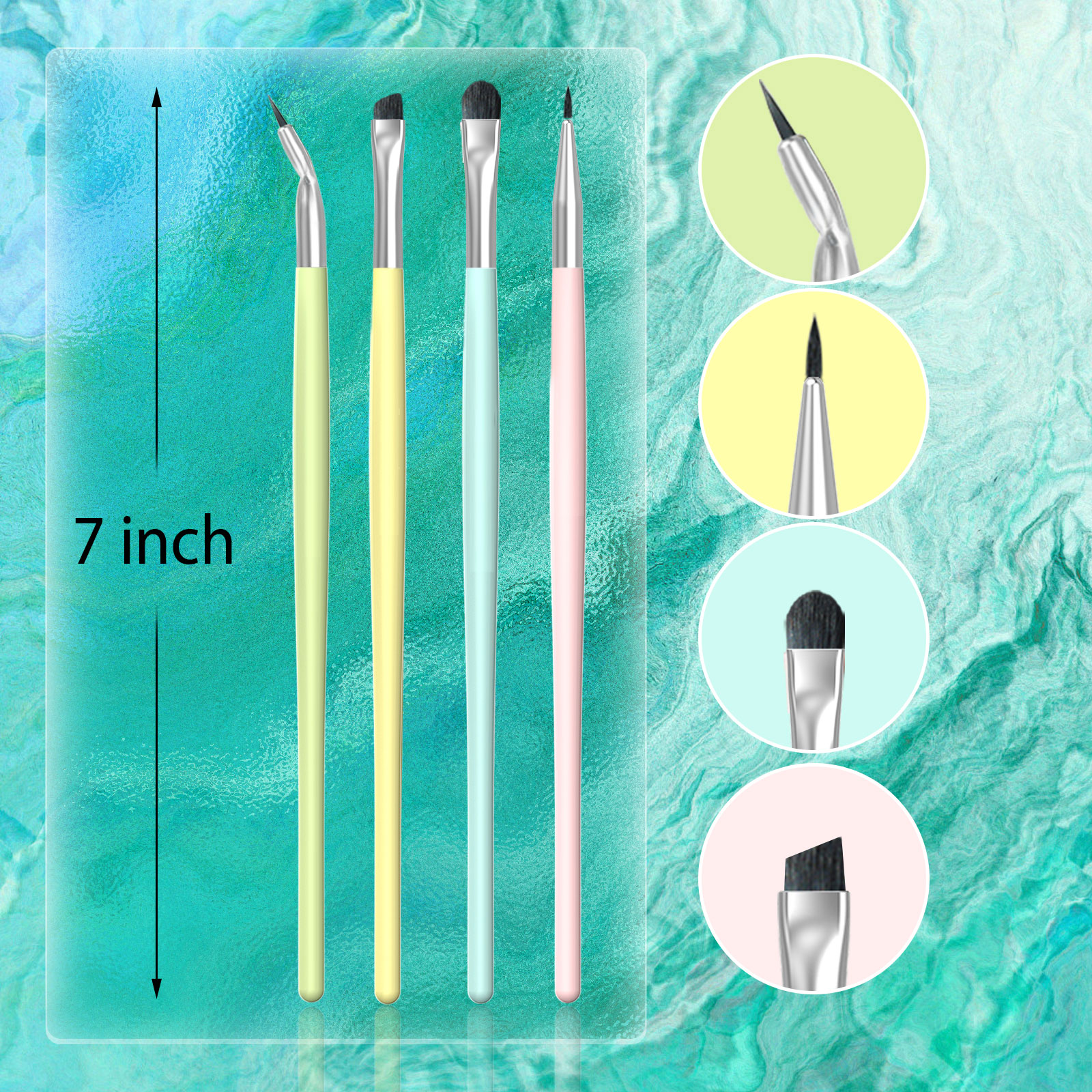 Macaron-colored eyeshadow brush and lip brush