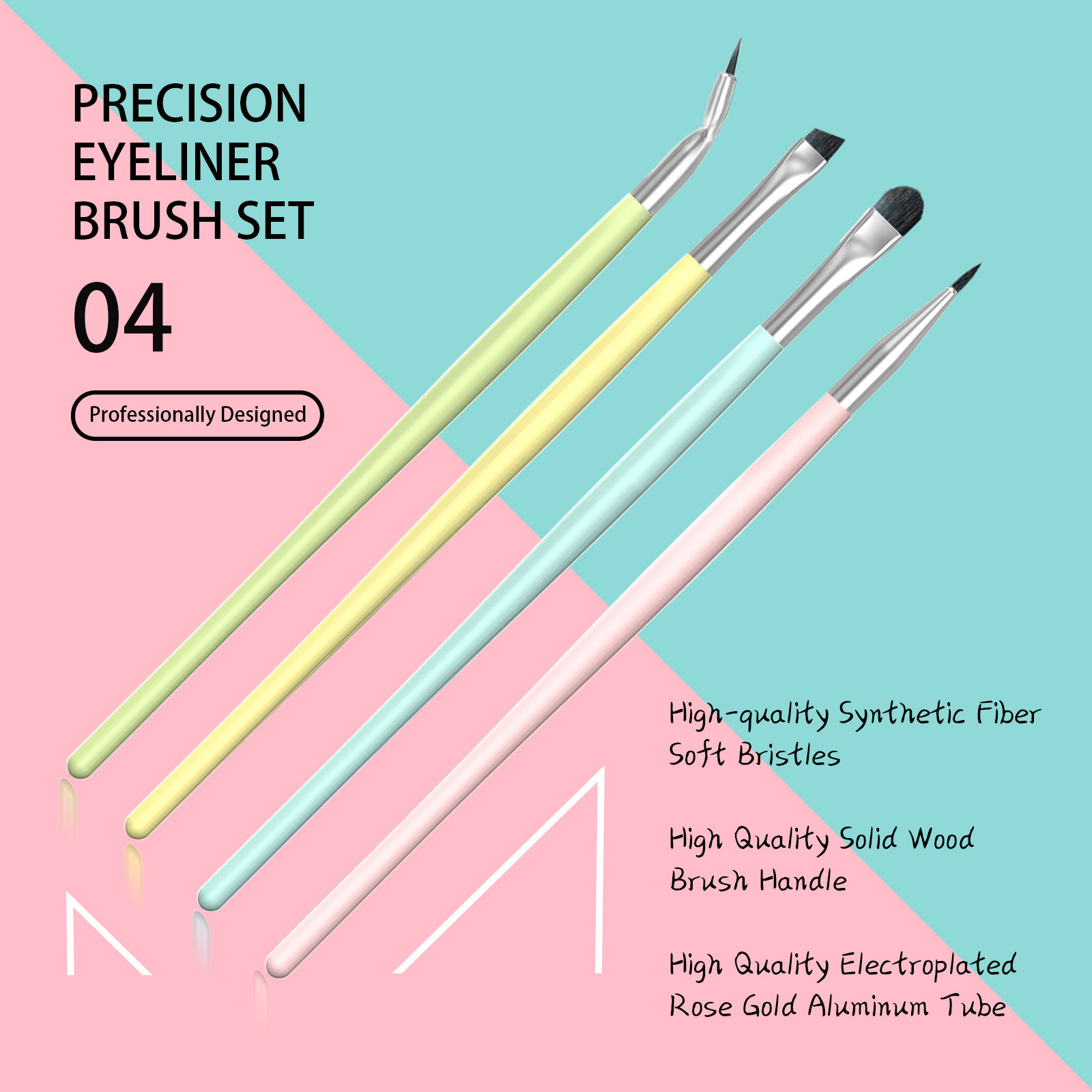 Macaron-colored eyeshadow brush and lip brush