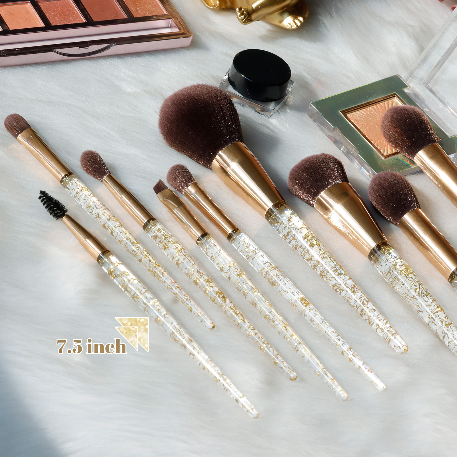 Fashion sequined injection molding handle process for makeup brush