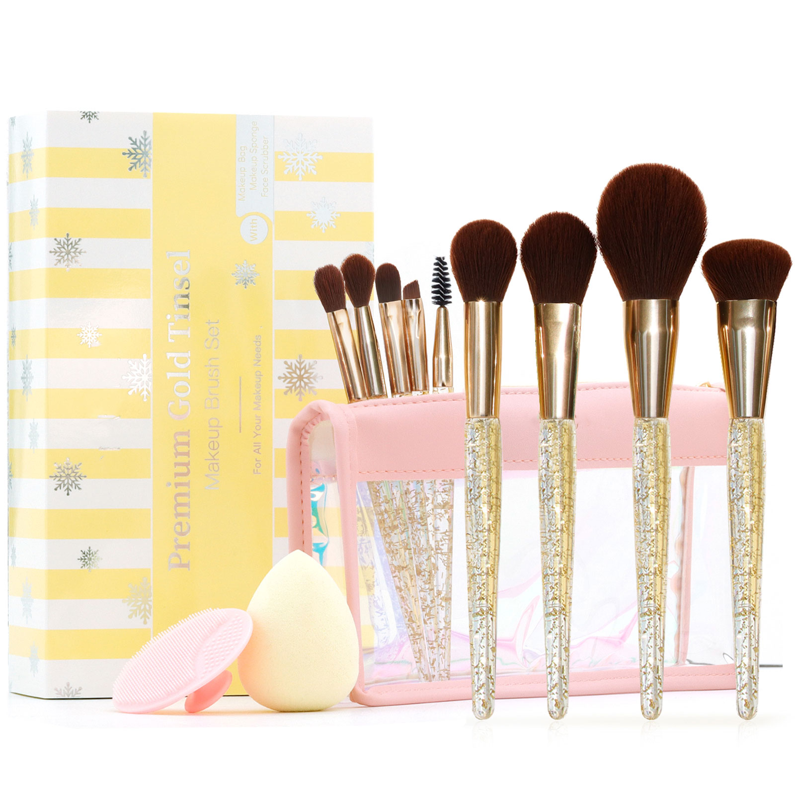 Fashion sequined injection molding handle process for makeup brush