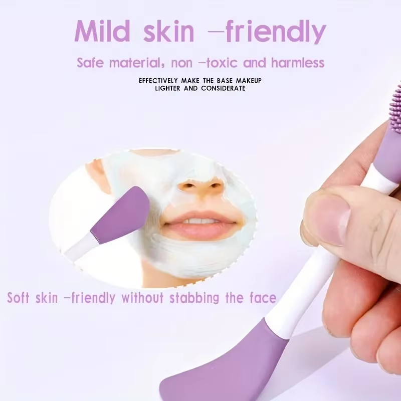 Double-headed facial mask brush with silicone material