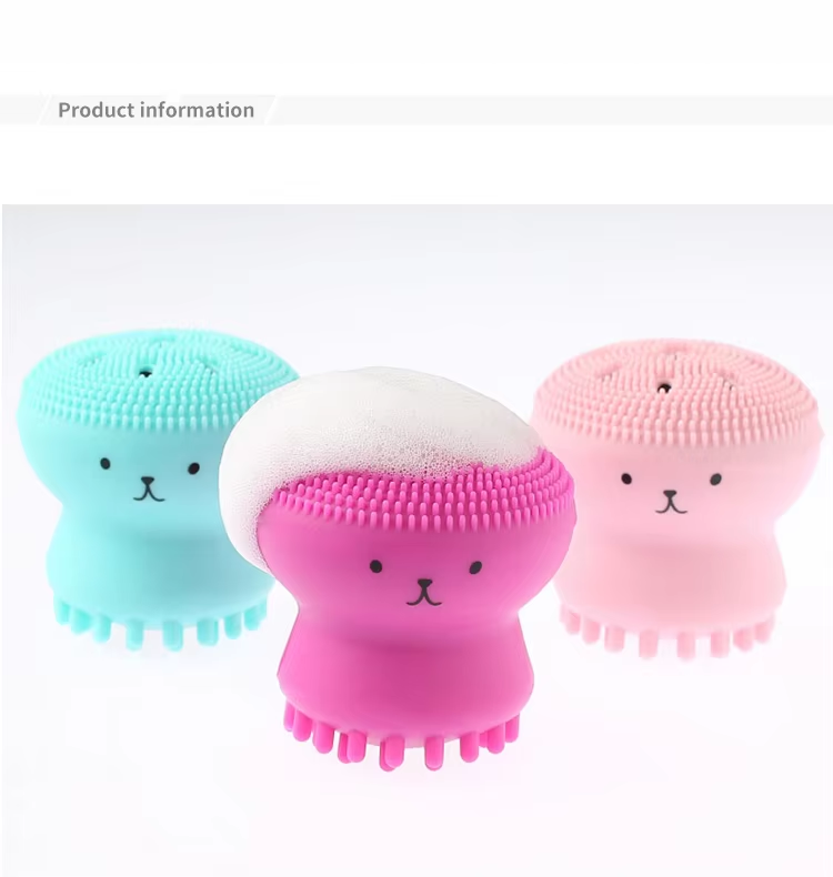 Cute Small Octopus Shape Face Cleanser Exfoliating Cleansing Wash Brush Silicone Facial Cleaning Brush