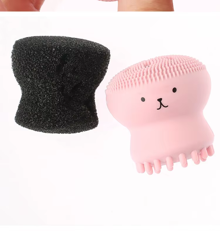 Cute Small Octopus Shape Face Cleanser Exfoliating Cleansing Wash Brush Silicone Facial Cleaning Brush