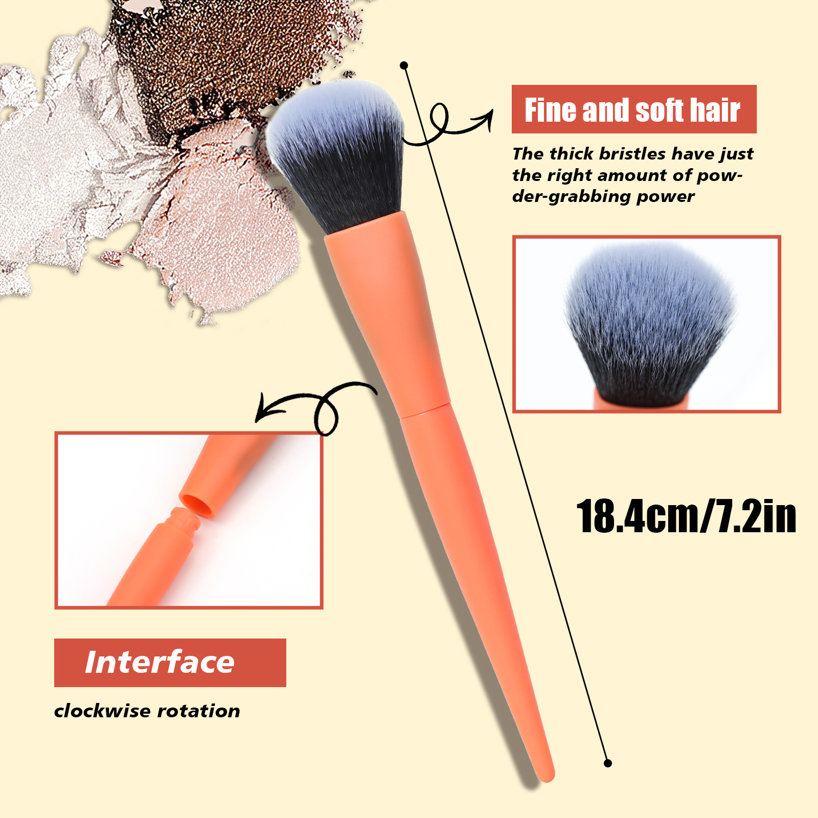 New design and hot sale of 3 in one makeup brush for face