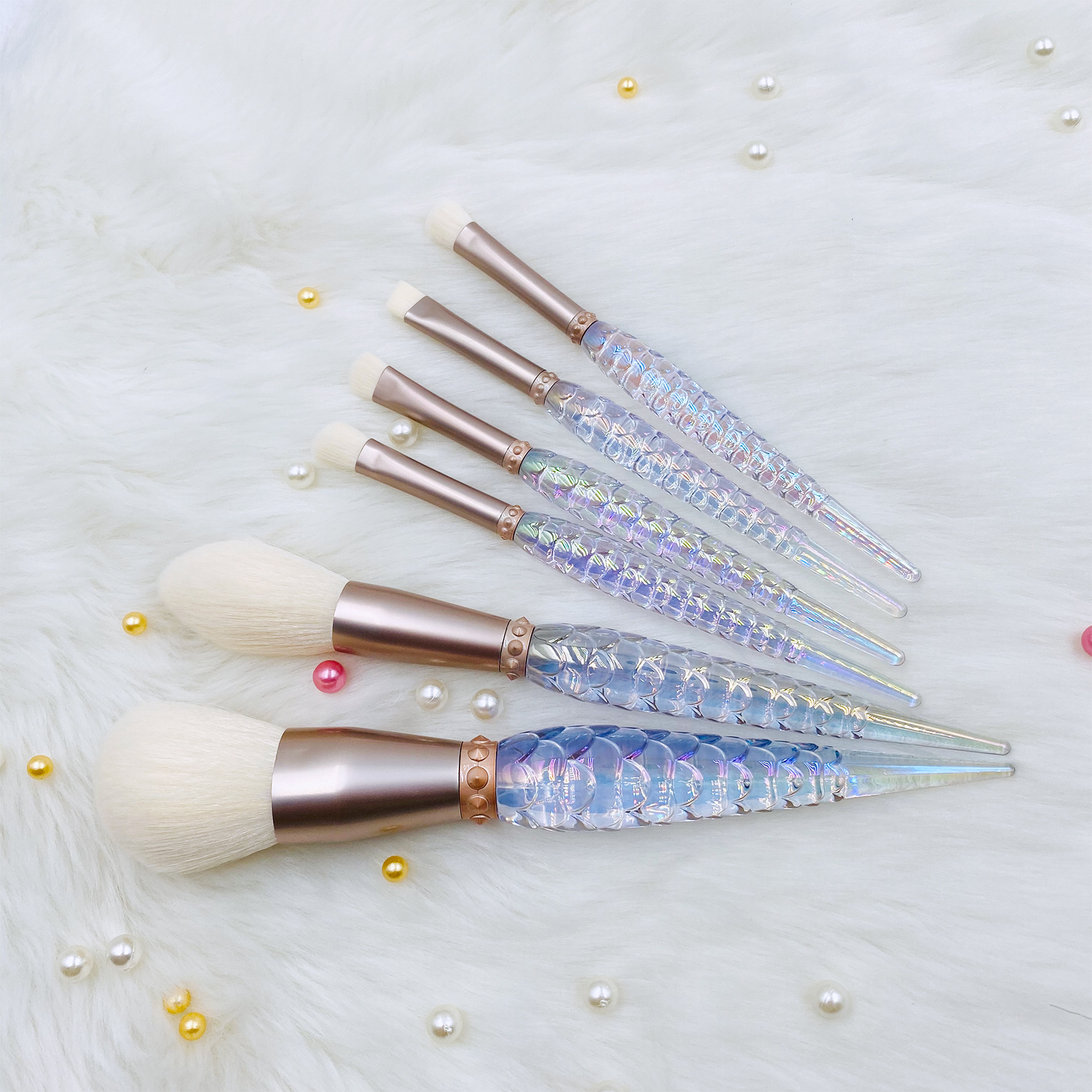 Dazzling colors Fish-scale handle design style makeup brush  of 6 pcs in set