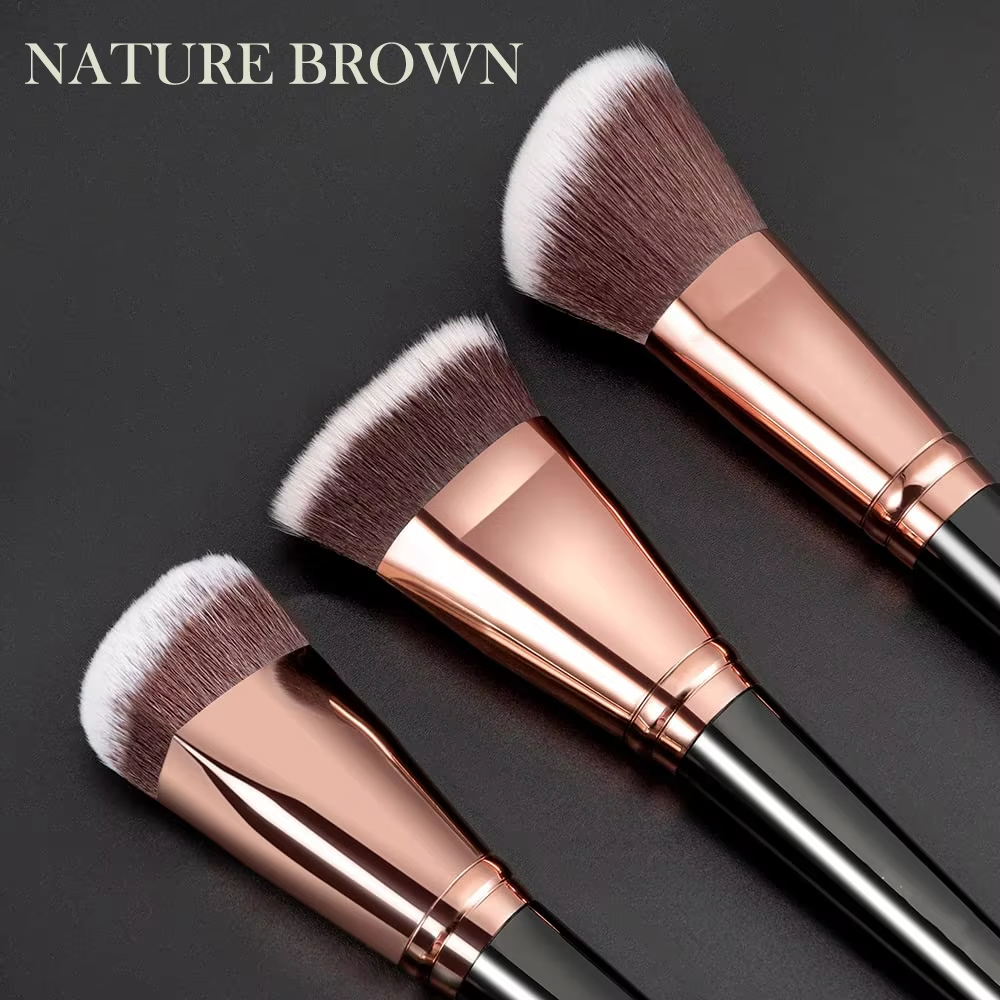 Functional facial contour brush, foundation brush, contouring brush design with Paper bow can print ur own logo