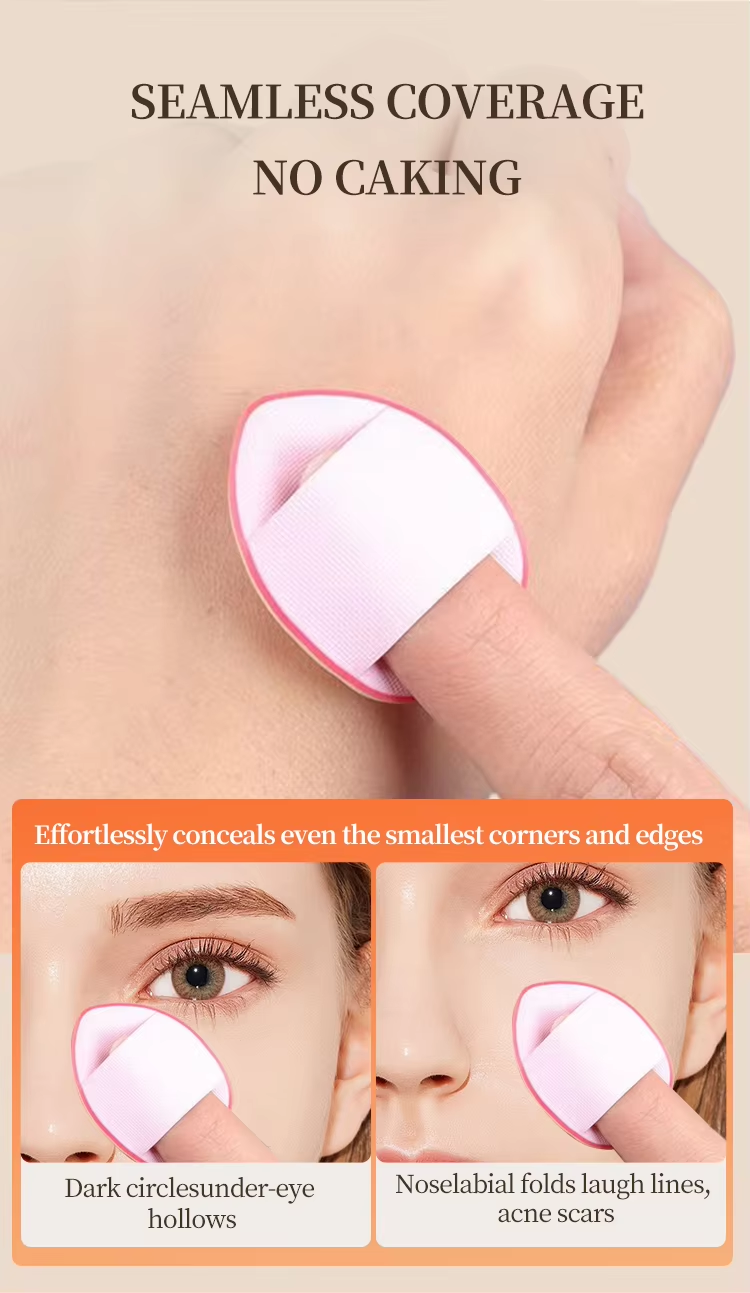 Mini Triangle Cosmetic Powder Puff for Concealer Liquid Foundation Cotton Sponge Material Finger Holder Loose Powder