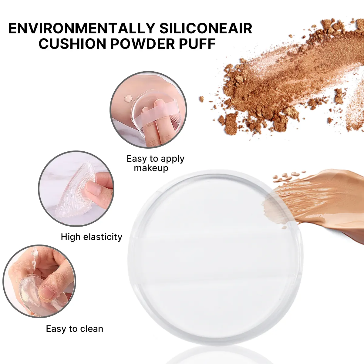 Durable Transparent Silicone Makeup Powder Puff Foundation Powder Puff Non Irritating and Comfortable Powder Puff