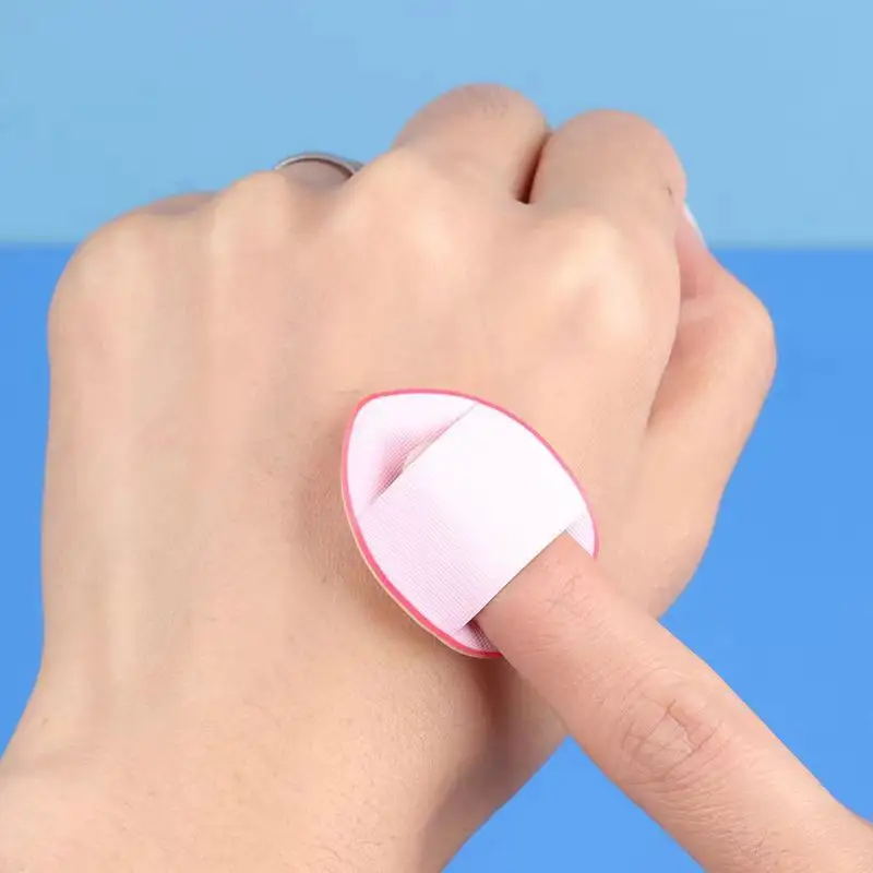 Mini Triangle Cosmetic Powder Puff for Concealer Liquid Foundation Cotton Sponge Material Finger Holder Loose Powder