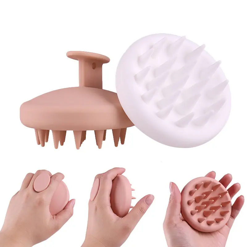 Customized Soft Silicone Scalp Scrubber Detangling Shampoo Hair Brush Round Scalp Scrub Scalp Massager Brush for Hair