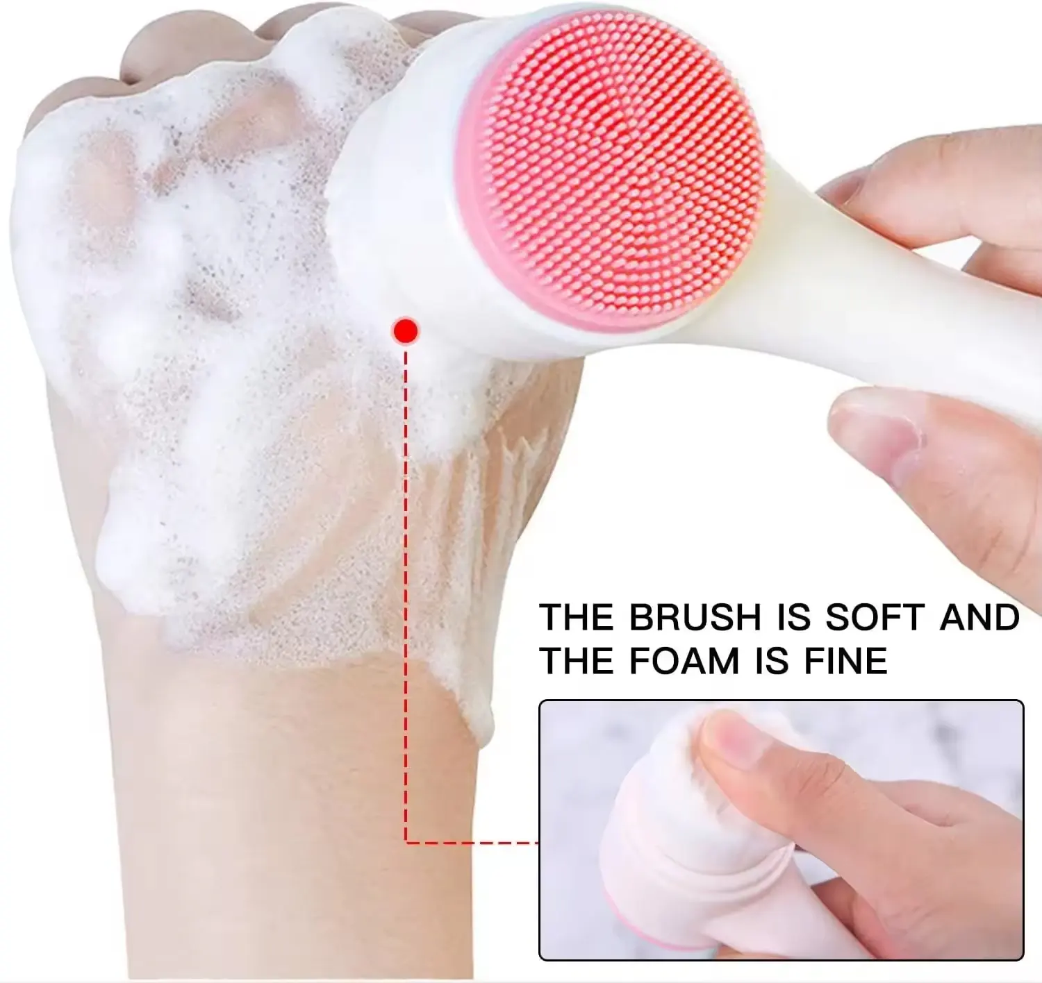 3D Face Cleaning Massage Tool 2 in 1 Facial Vibration Skin Care Brush Double Side Silicone Facial Cleanser Brush