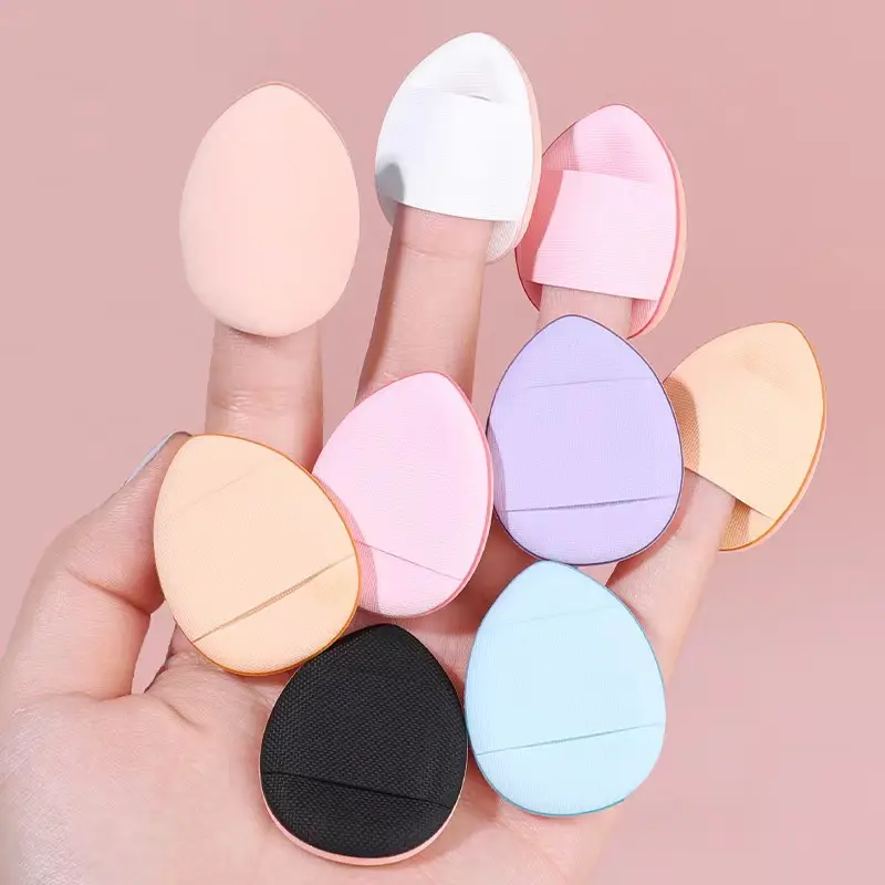 Mini Triangle Cosmetic Powder Puff for Concealer Liquid Foundation Cotton Sponge Material Finger Holder Loose Powder