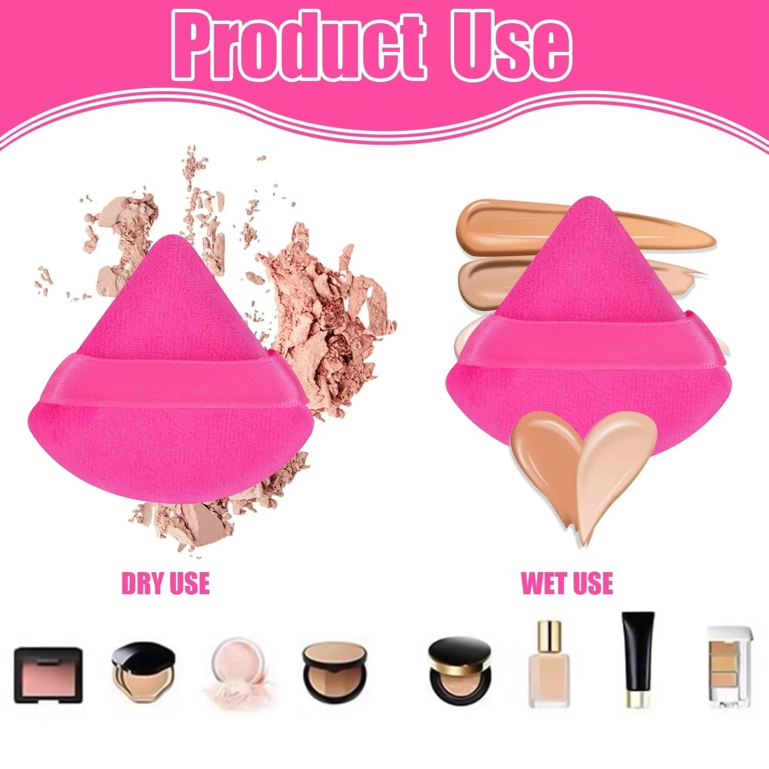 Triangle Cushion Powder Puff Loose Sponge Washable Powder Powder Cosmetic Soft Cotton Puff