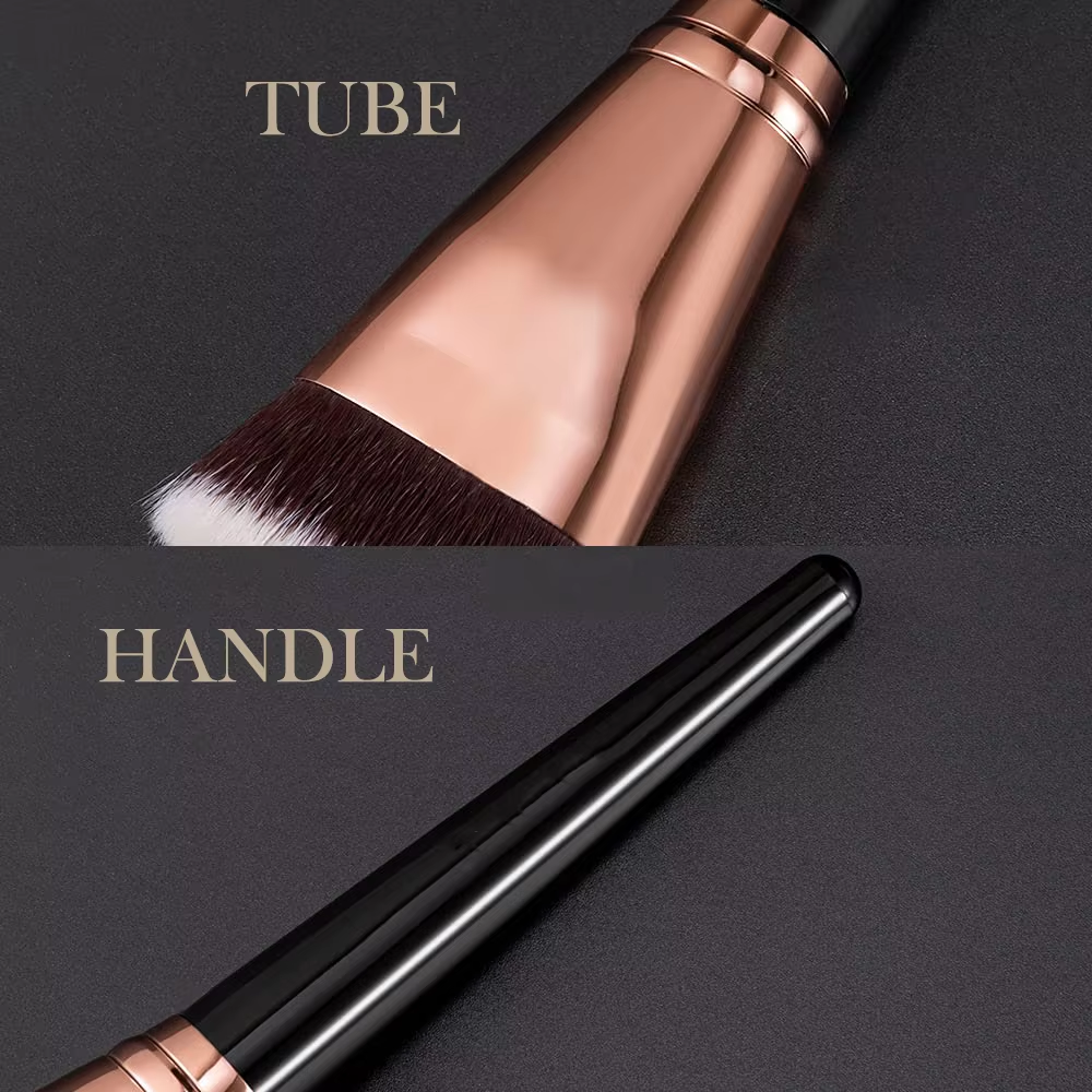 Functional facial contour brush, foundation brush, contouring brush design with Paper bow can print ur own logo