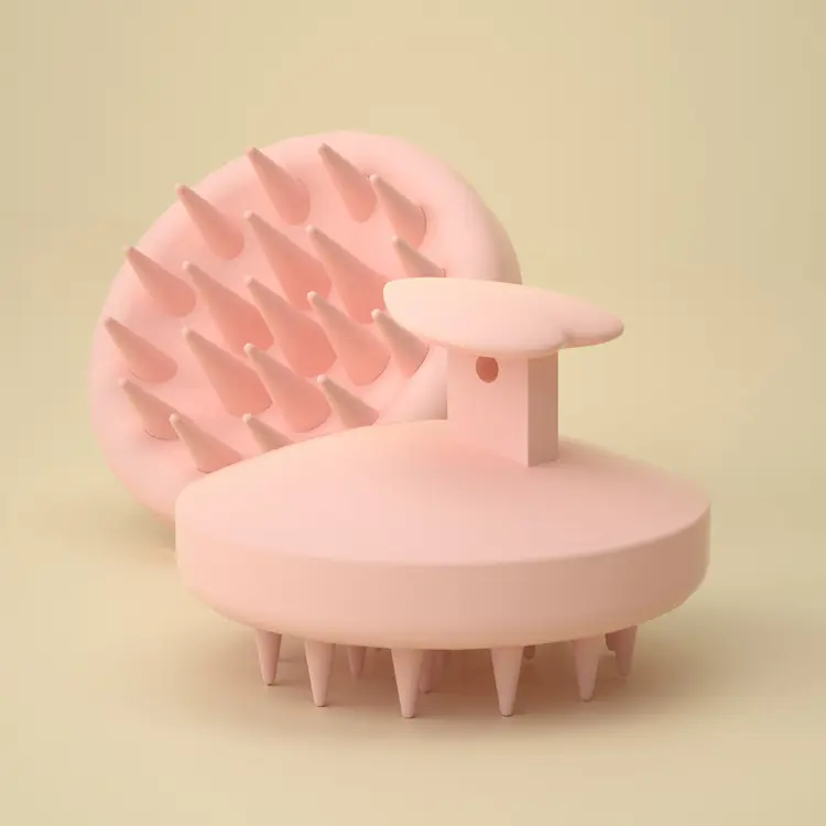 Customized Soft Silicone Scalp Scrubber Detangling Shampoo Hair Brush Round Scalp Scrub Scalp Massager Brush for Hair