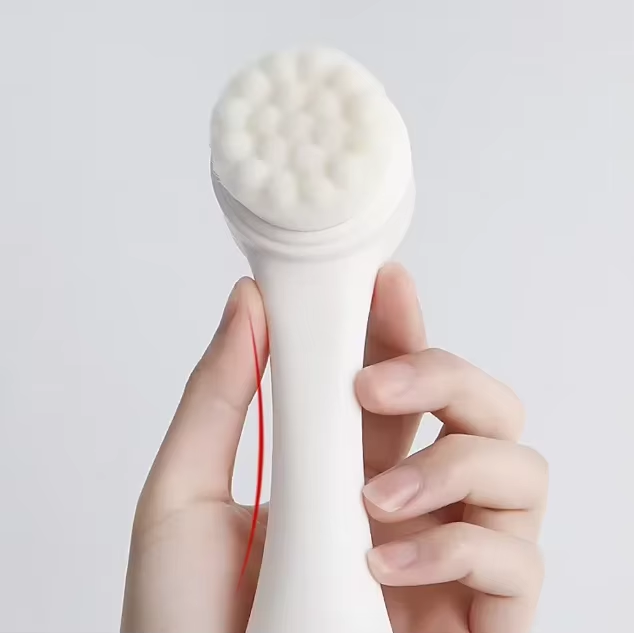 3D Face Cleaning Massage Tool 2 in 1 Facial Vibration Skin Care Brush Double Side Silicone Facial Cleanser Brush